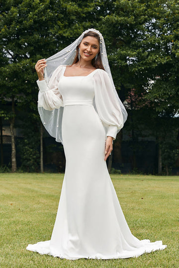 Enkel elfenben havfrue rygløs Boho brudekjole